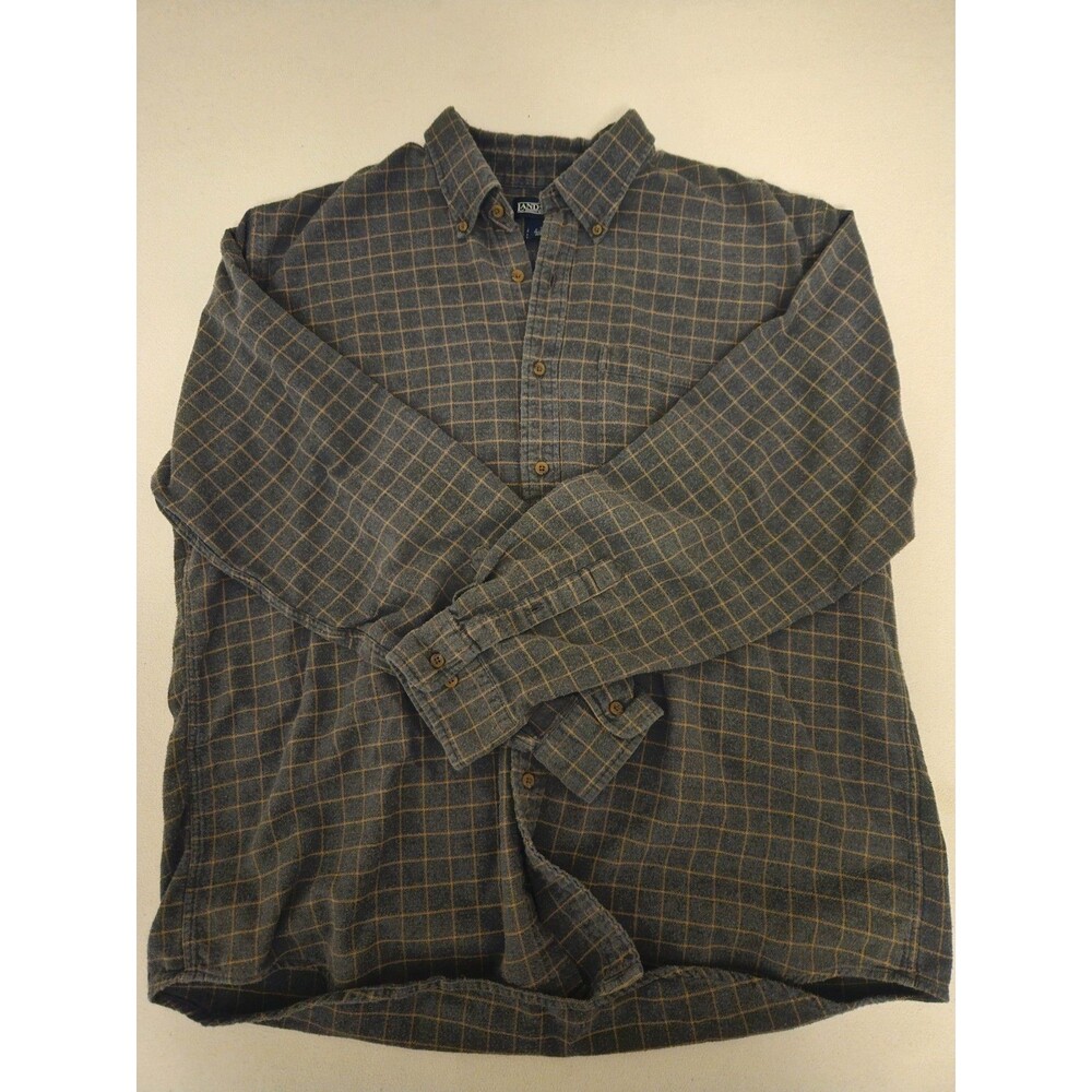 Vintage Land's End long sleeve men's 100% cotton plaid flannel
